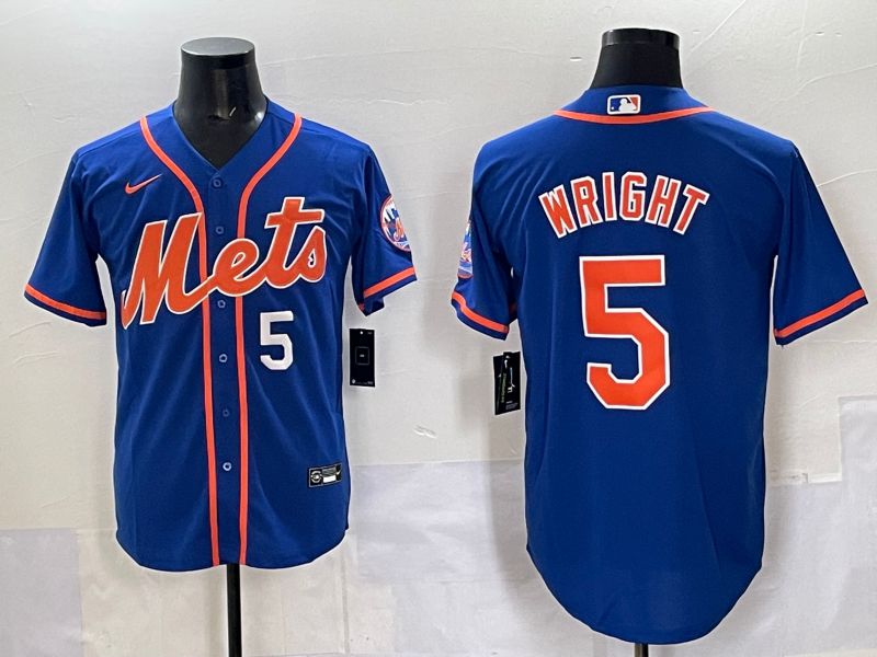 Men 2025 New York Mets #5 Wright Blue Game Nike MLB Jersey style 03